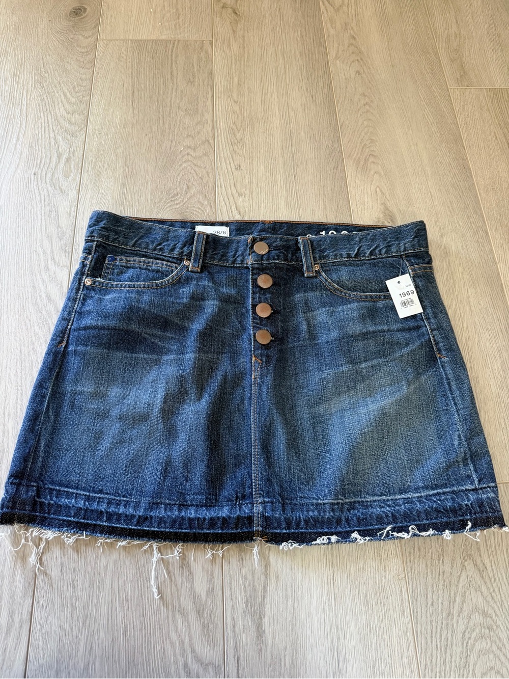 GAP Dark Blue Button-Front Denim Mini Skirt